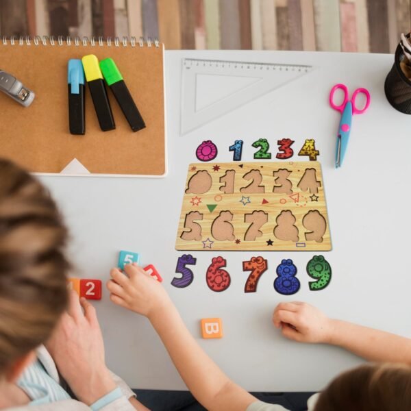 Wooden Number Puzzle Learning Educational Board (1 Set / 28Ã—20 Cm)