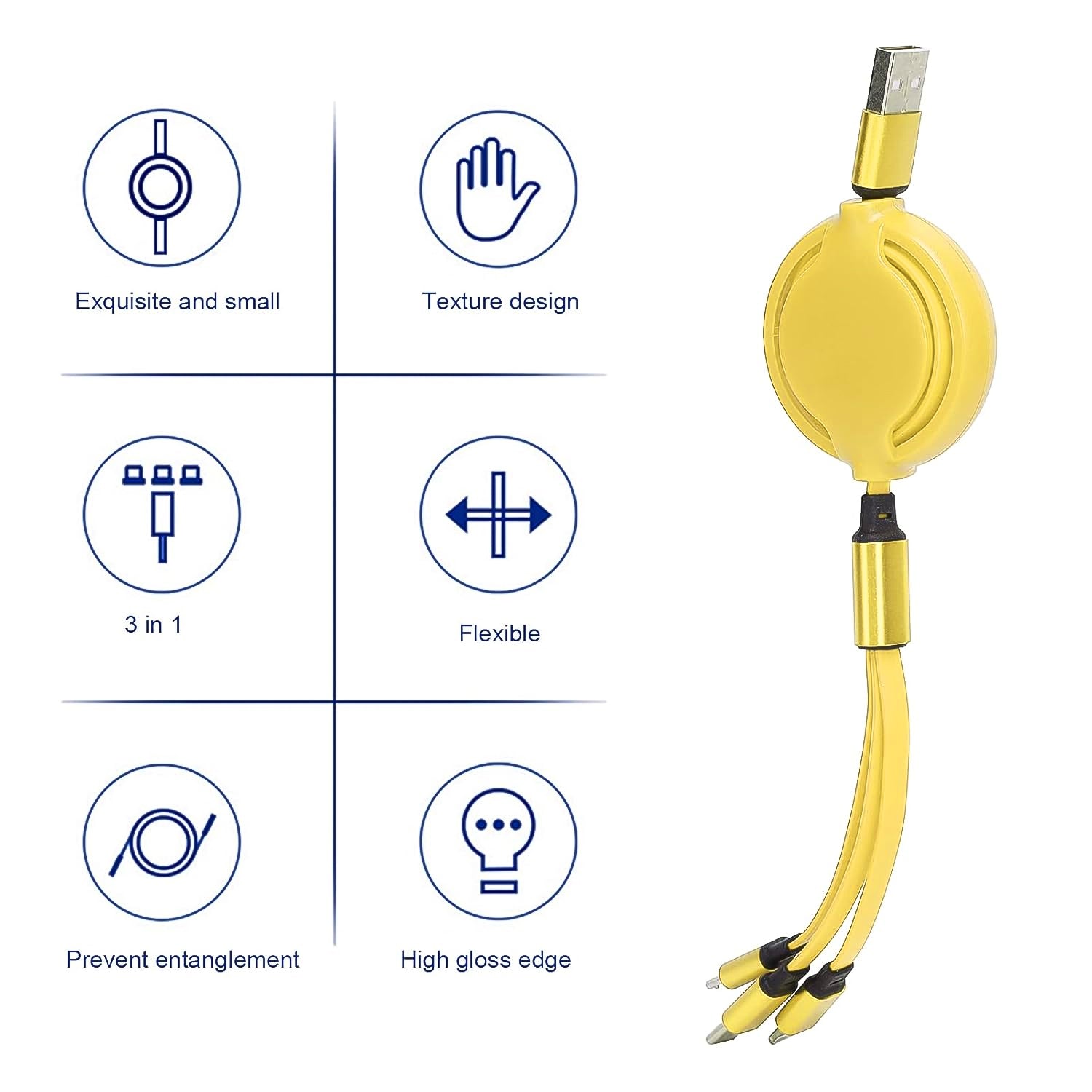 3 in 1 Retractable Charger Charging Cable (1 Pc / Mix Color) - Shivani Jaswal 3 in 1 Retractable Charger Charging Cable (1 Pc / Mix Color)
