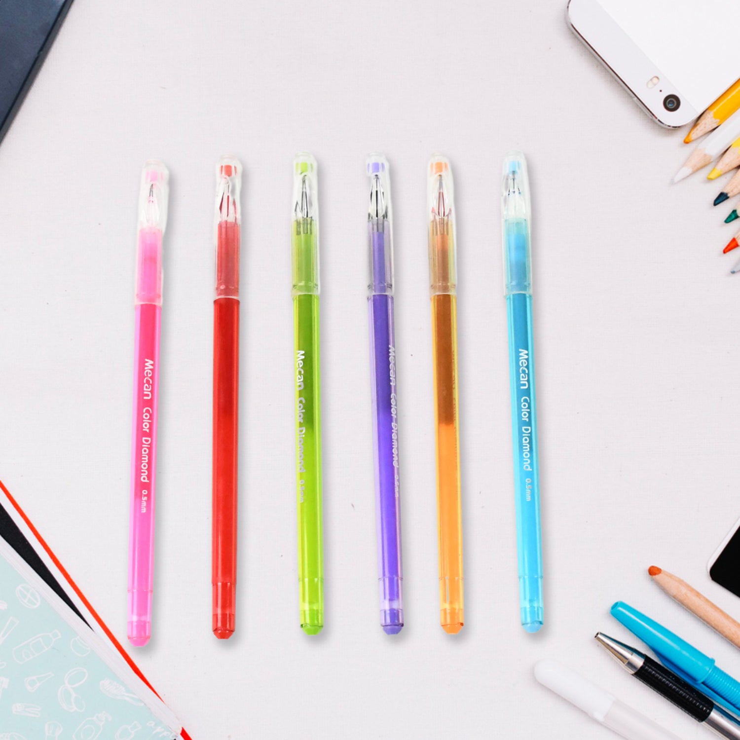 Multi Colour Gel Pen Set, Set of 6 Colours (6 Pcs Set) - Shivani Jaswal Multi Colour Gel Pen Set, Set of 6 Colours (6 Pcs Set)