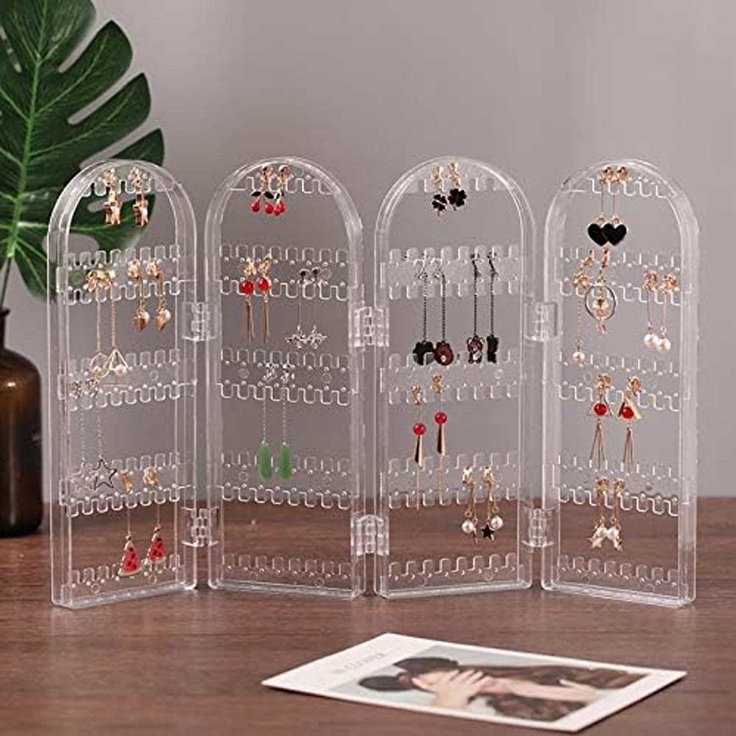 4 Folding Storage Hanger Acrylic Earring Screen Holder Display Stand Clear (1 Set) - Shivani Jaswal 4 Folding Storage Hanger Acrylic Earring Screen Holder Display Stand Clear (1 Set)