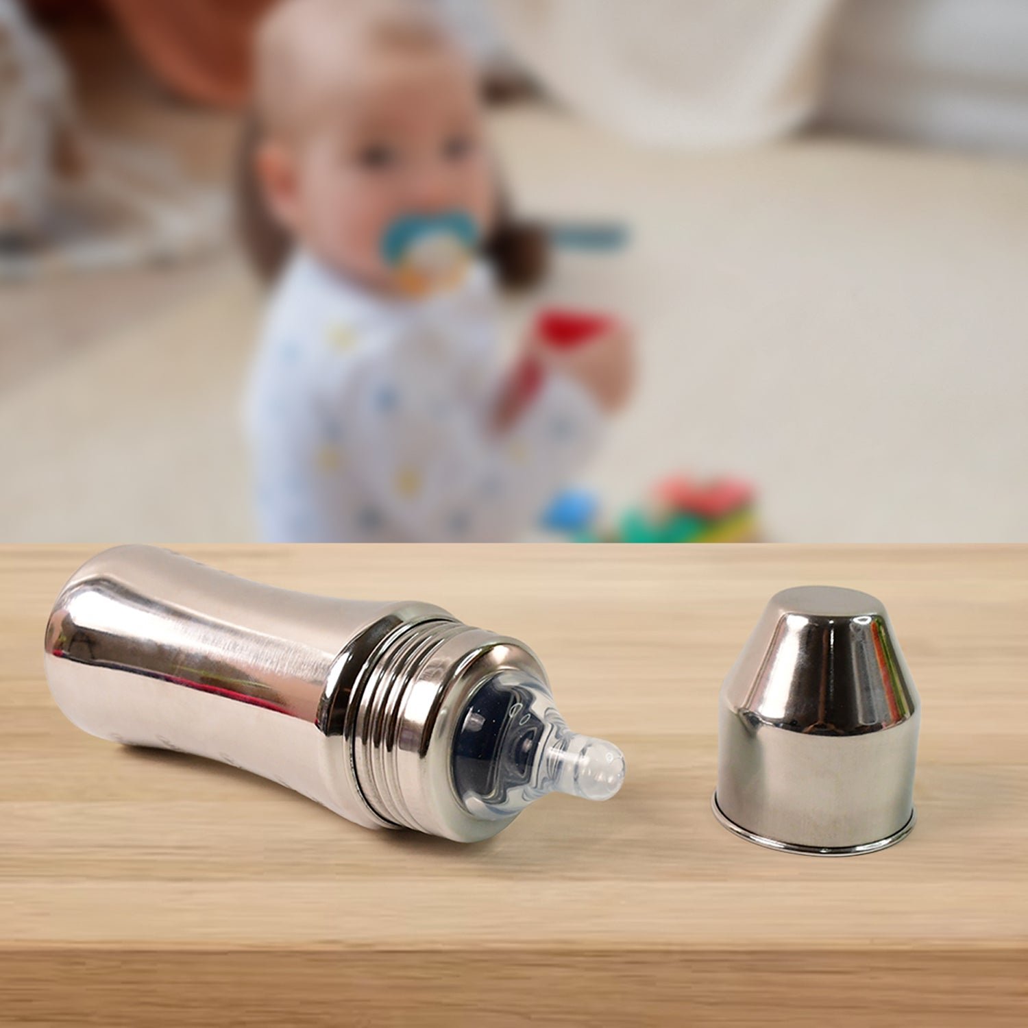 Apex Stainless Steel Little Champ Baby Feeding Bottle (250 ml) - Shivani Jaswal Apex Stainless Steel Little Champ Baby Feeding Bottle (250 ml)