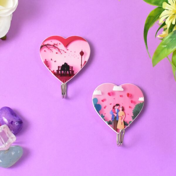 Multipurpose Strong Heart Shape Hook Self-Adhesive hooks (2 Pc Set)