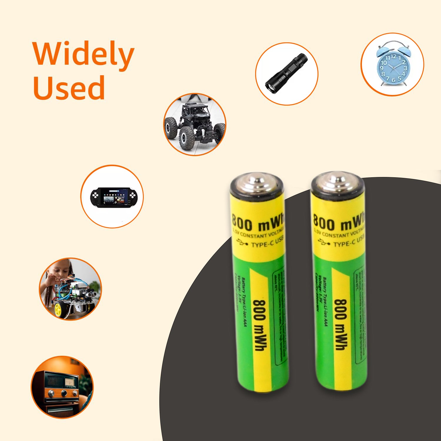 AAA Rechargeable 800 mWh Batteries With Recharging Cable (2 Pc Set) - Shivani Jaswal AAA Rechargeable 800 mWh Batteries With Recharging Cable (2 Pc Set)