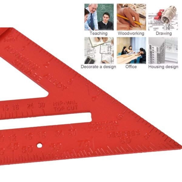 Double Side Scale Triangle / Ruler Measurement Hand Tool (1 Pc / Red)