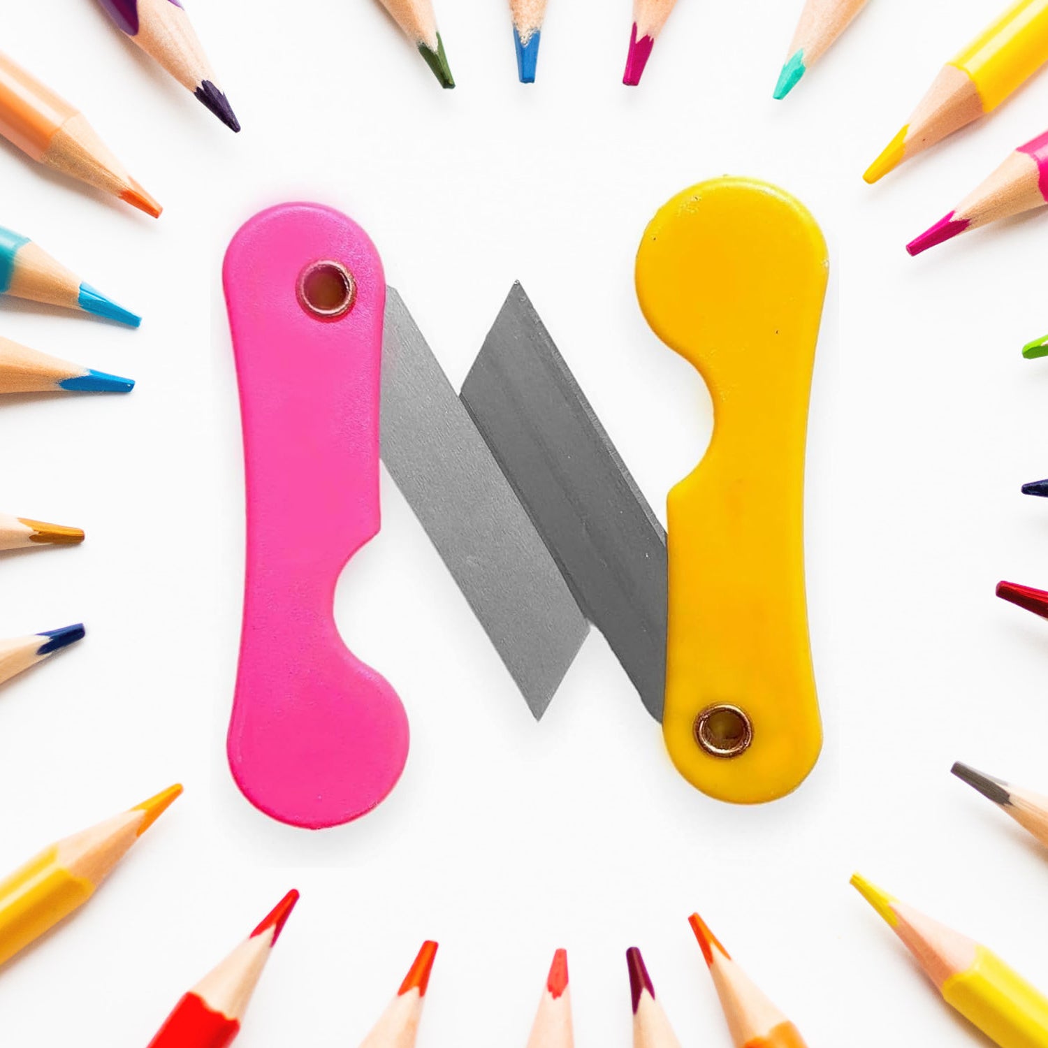 Multicolour Mini Paper Cutter Knife Pencil Knife (Pack of 12) - Shivani Jaswal Multicolour Mini Paper Cutter Knife Pencil Knife (Pack of 12)