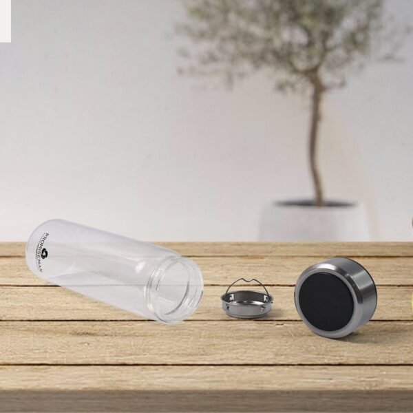 Outdoor Sport Glass Water Bottle With Steel Lid / 500 Ml Approx)