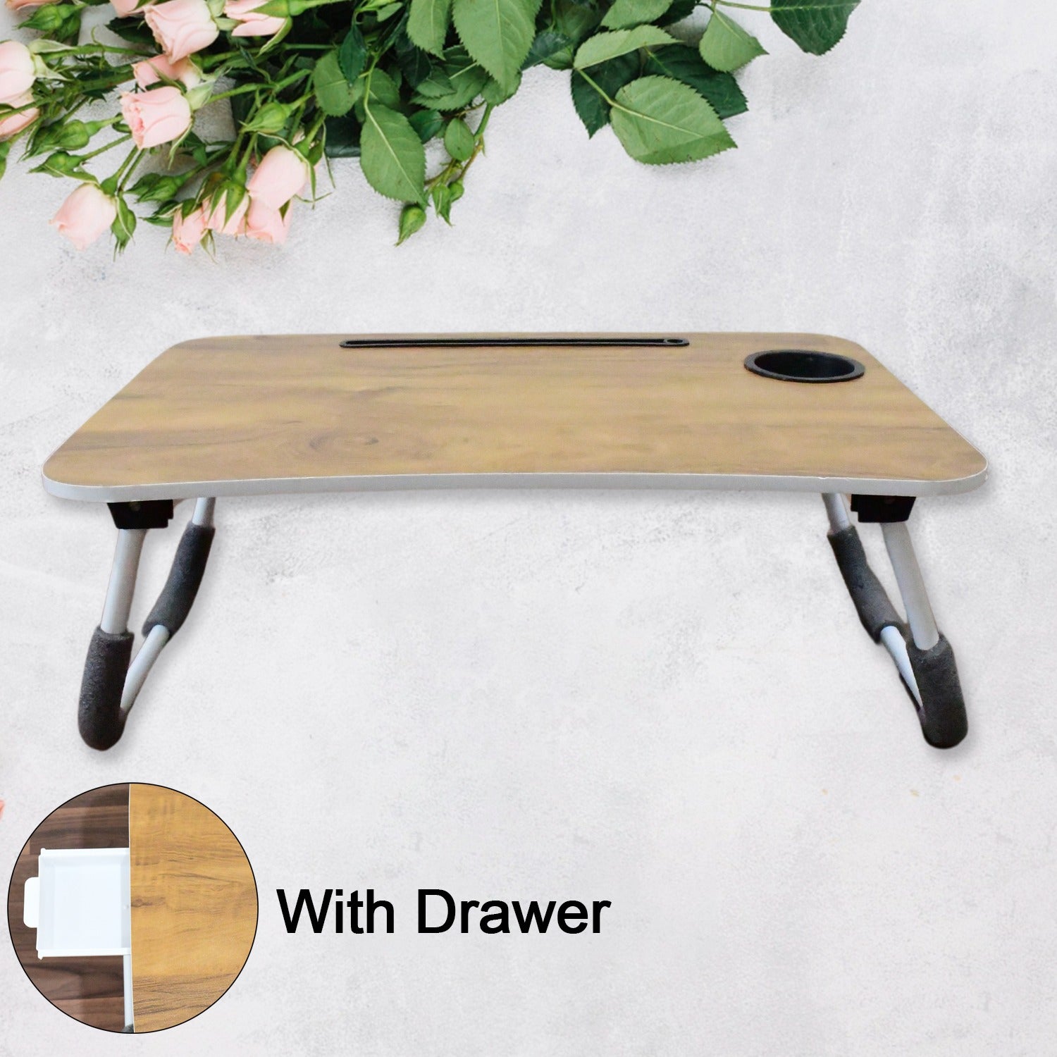 Multi-Purpose Laptop Desk for Study and Reading with Foldable, Cupholder & Drawer (1 Pc / Mix Plain Design / 58×38 Cm) - Shivani Jaswal Multi-Purpose Laptop Desk for Study and Reading with Foldable, Cupholder & Drawer (1 Pc / Mix Plain Design / 58×38 Cm)