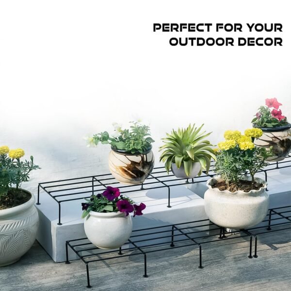 Metal Rectangle Flower plant stand for balcony (60Ã—20 Cm / 2 Pc Set)