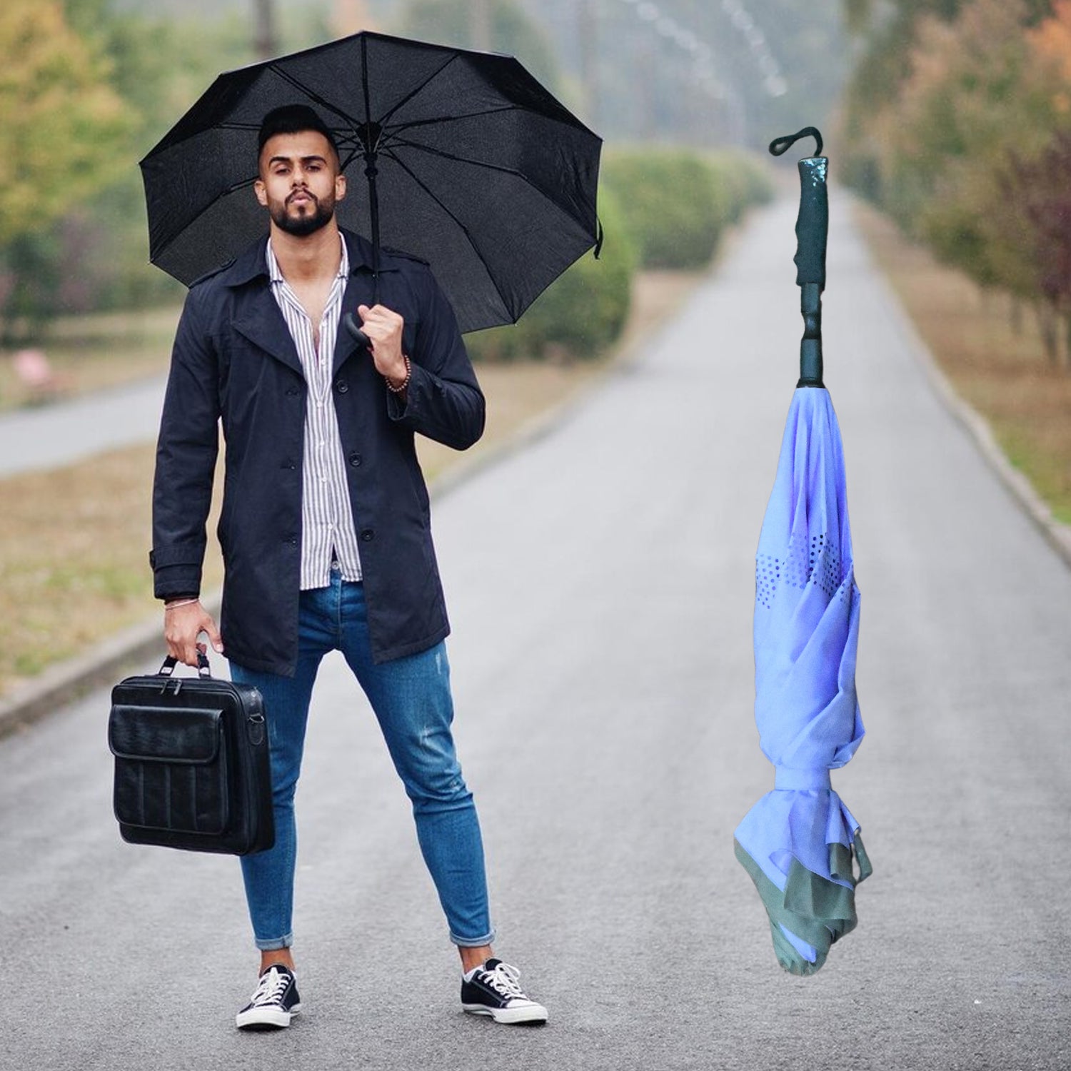 Travel Umbrella Windproof Umbrella Compact Folding Reverse Umbrella Unique Folding Umbrella (1 pc) - Shivani Jaswal Travel Umbrella Windproof Umbrella Compact Folding Reverse Umbrella Unique Folding Umbrella (1 pc)