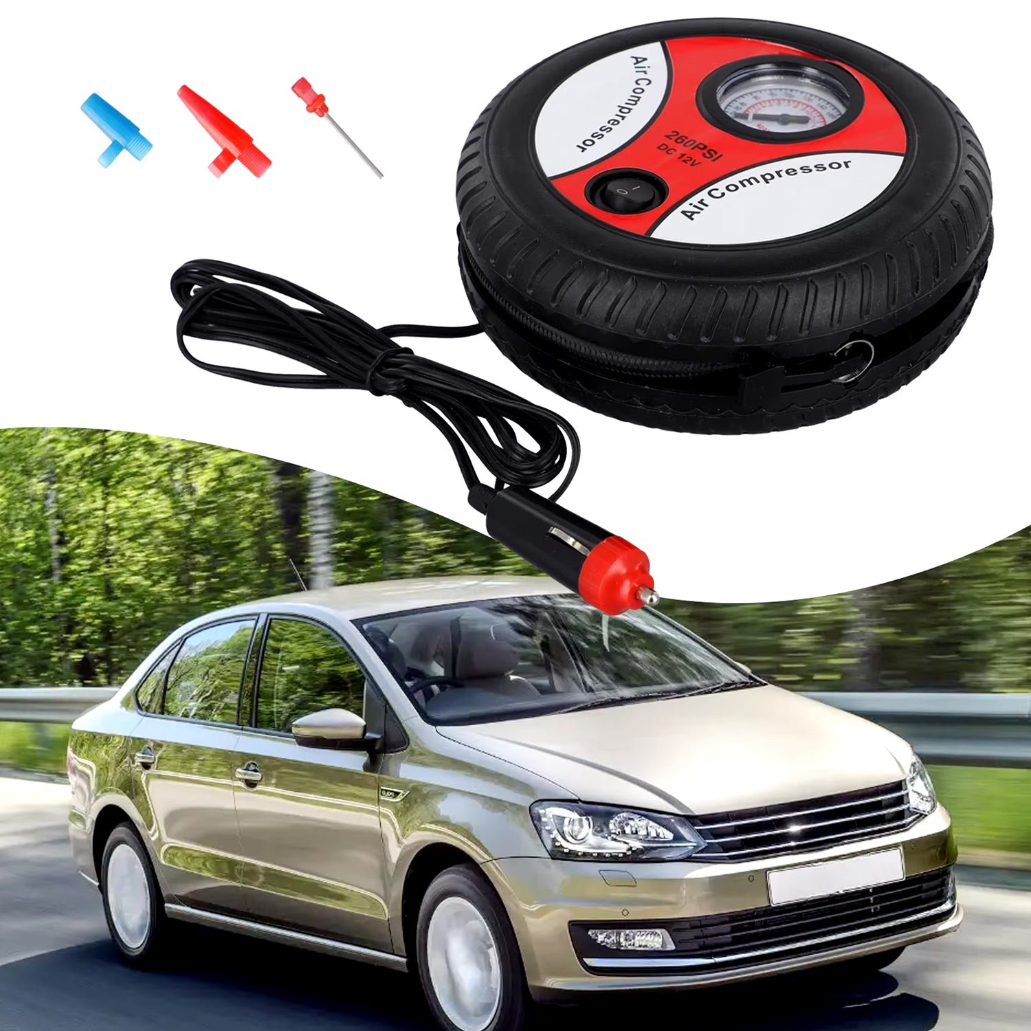 Compressor for Car and Bike 12V 260 PSI Tyre Inflator Air Pump - Shivani Jaswal Compressor for Car and Bike 12V 260 PSI Tyre Inflator Air Pump