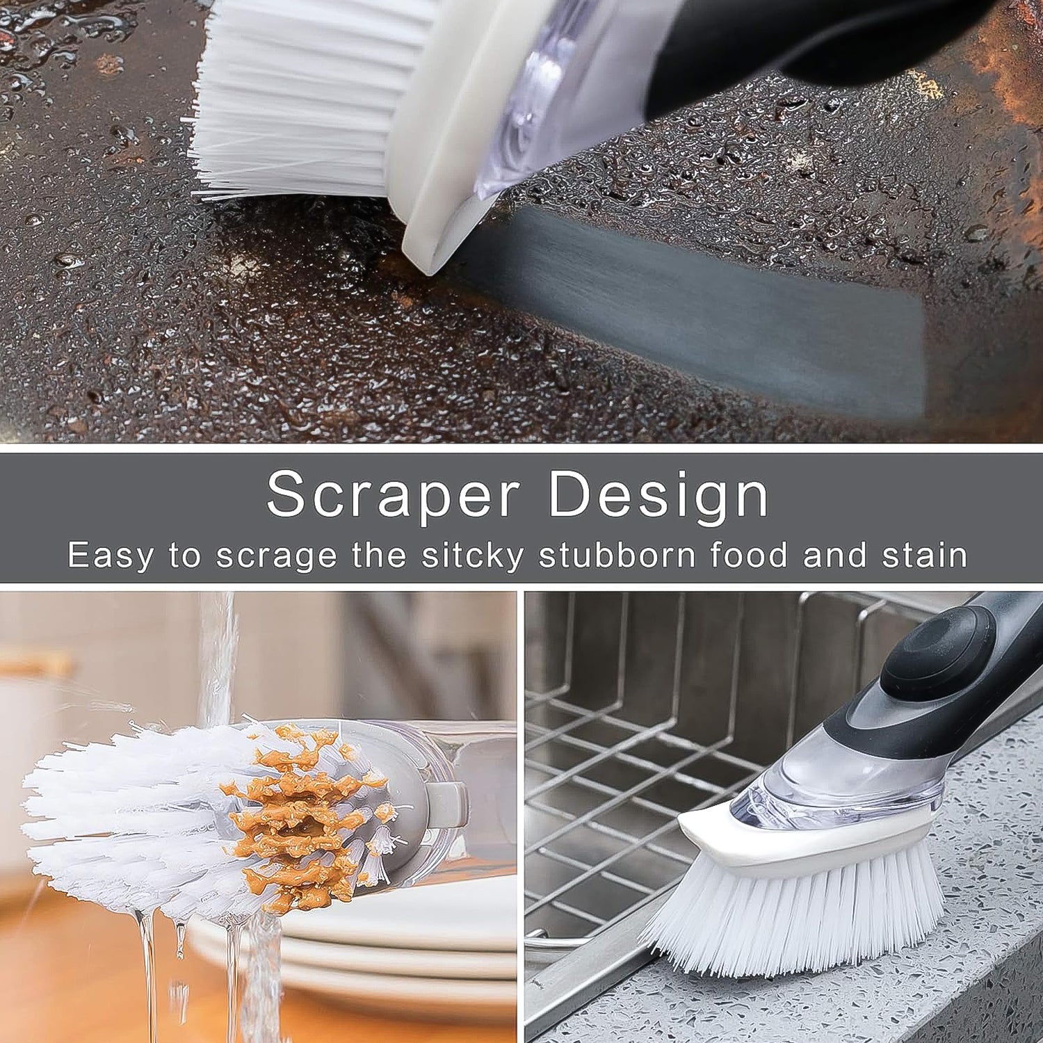 Dish Scrubber with Soap Dispenser, Soap Dispensing Dish Brush Set (1 Set / With Brown Box) - Shivani Jaswal Dish Scrubber with Soap Dispenser, Soap Dispensing Dish Brush Set (1 Set / With Brown Box)