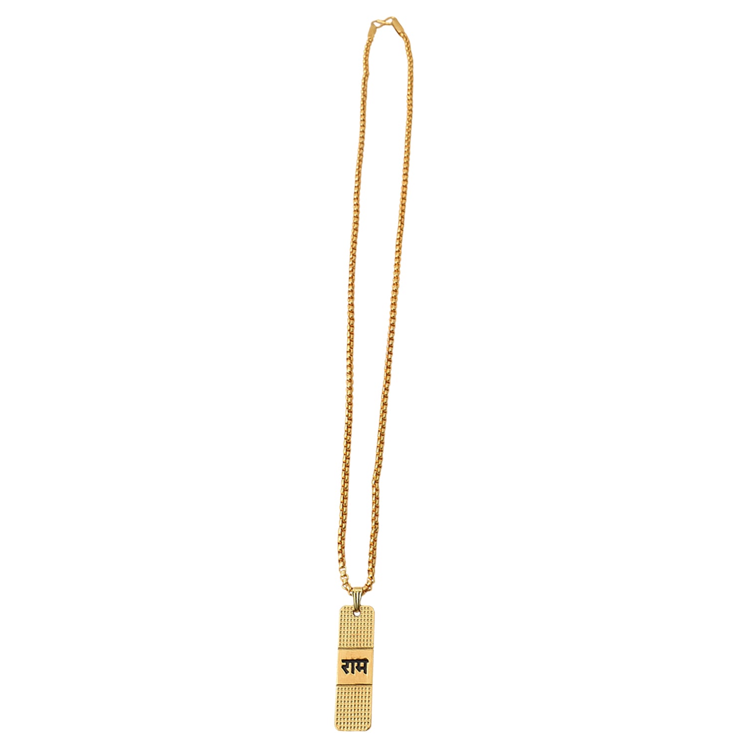 Golden Ram Naam Locket With Chain (1 Pc) - Shivani Jaswal Golden Ram Naam Locket With Chain (1 Pc)