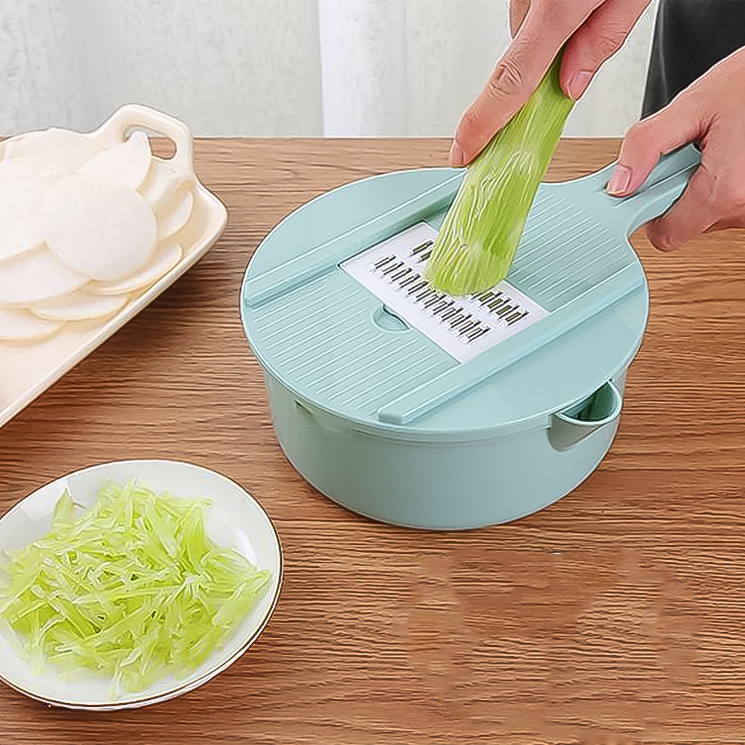 Vegetable Choppers with Drain Basket | 6 in 1 Vegetable Slicer Blades (1 Set) - Shivani Jaswal Vegetable Choppers with Drain Basket | 6 in 1 Vegetable Slicer Blades (1 Set)