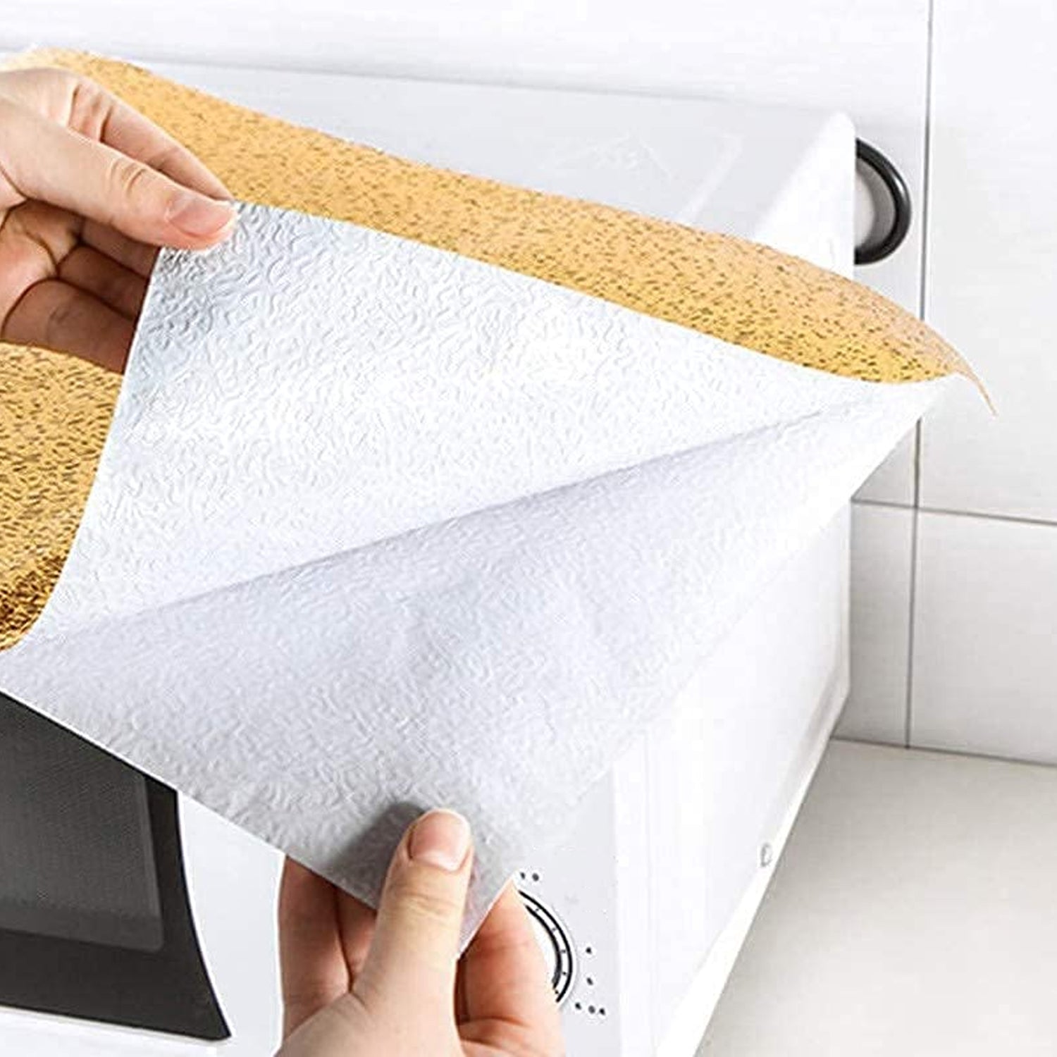 Oil Proof Sticker, Waterproof Self Adhesive Aluminum Foil Wallpaper (60 cm×200 Cm / Golden / 1 Pc) - Shivani Jaswal Oil Proof Sticker, Waterproof Self Adhesive Aluminum Foil Wallpaper (60 cm×200 Cm / Golden / 1 Pc)