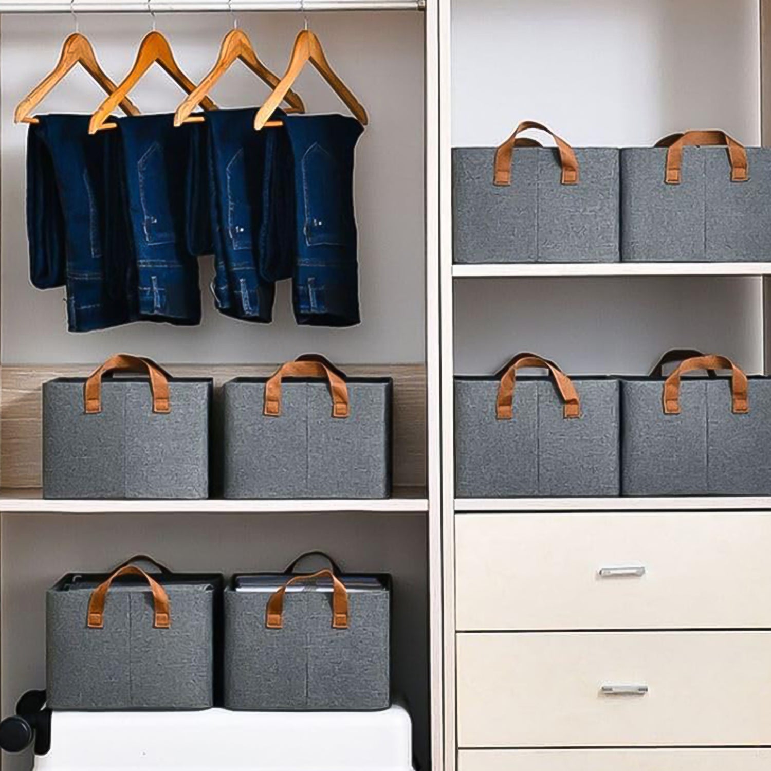 Cloth storage baskets, closet storage bins, Canvas Fabric Storage Basket for shelves, basket organizers for shelf, storage bins for clothes (48×27 Cm) - Shivani Jaswal Cloth storage baskets, closet storage bins, Canvas Fabric Storage Basket for shelves, basket organizers for shelf, storage bins for clothes (48×27 Cm)