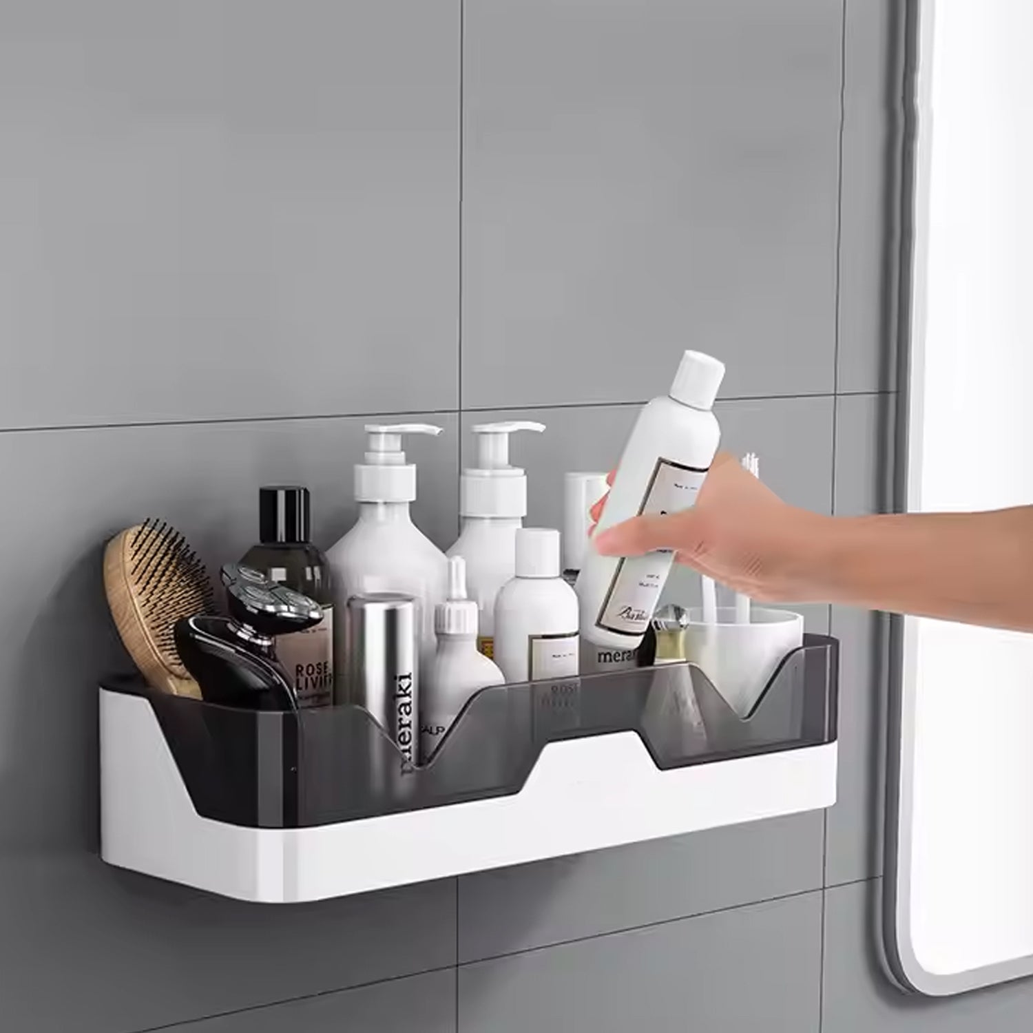 Wall Mounted Adhesive Bathroom Shower Caddy / Shelf / Plastic (1 Pc) - Shivani Jaswal Wall Mounted Adhesive Bathroom Shower Caddy / Shelf / Plastic (1 Pc)