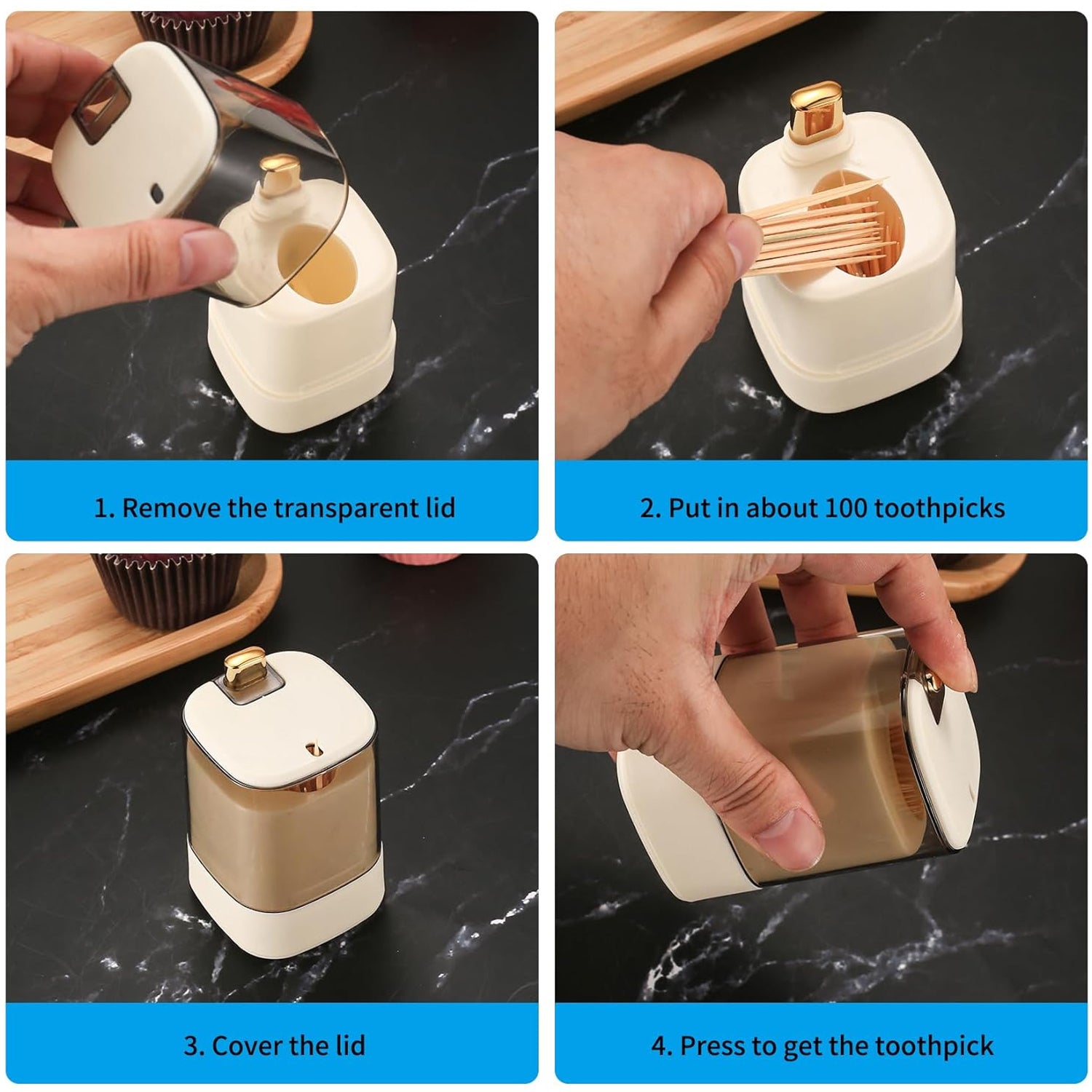 Toothpick Holder Dispensers, Automatic Toothpicks Container, Toothpicks Storage Dispensers Box, for Home Living room Kitchen Restaurant (1 Pc) - Shivani Jaswal Toothpick Holder Dispensers, Automatic Toothpicks Container, Toothpicks Storage Dispensers Box, for Home Living room Kitchen Restaurant (1 Pc)