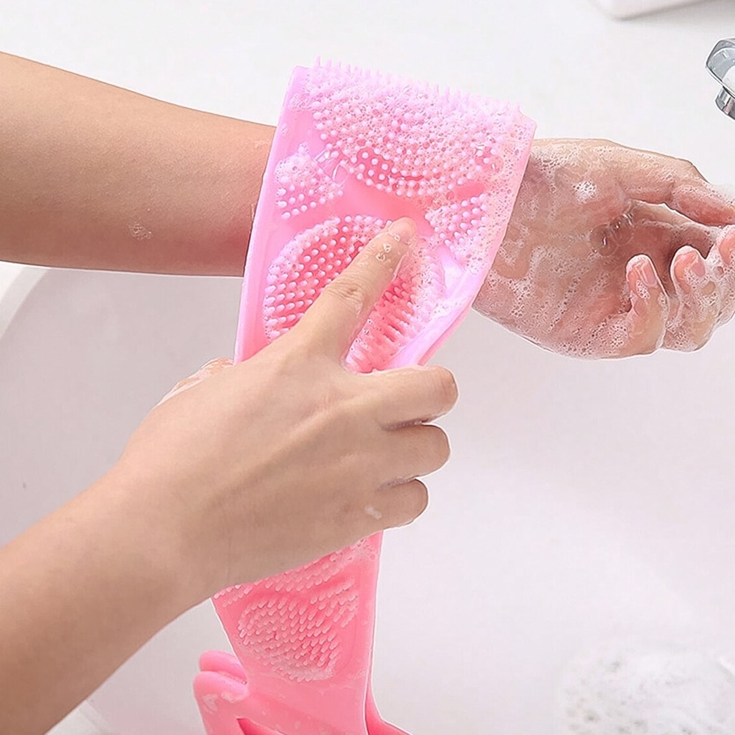 Silicone Body Back Scrubber - Double-Sided Bath Brush for Deep Cleaning & Massage (Medium Size /1pc) - Shivani Jaswal Silicone Body Back Scrubber - Double-Sided Bath Brush for Deep Cleaning & Massage (Medium Size /1pc)