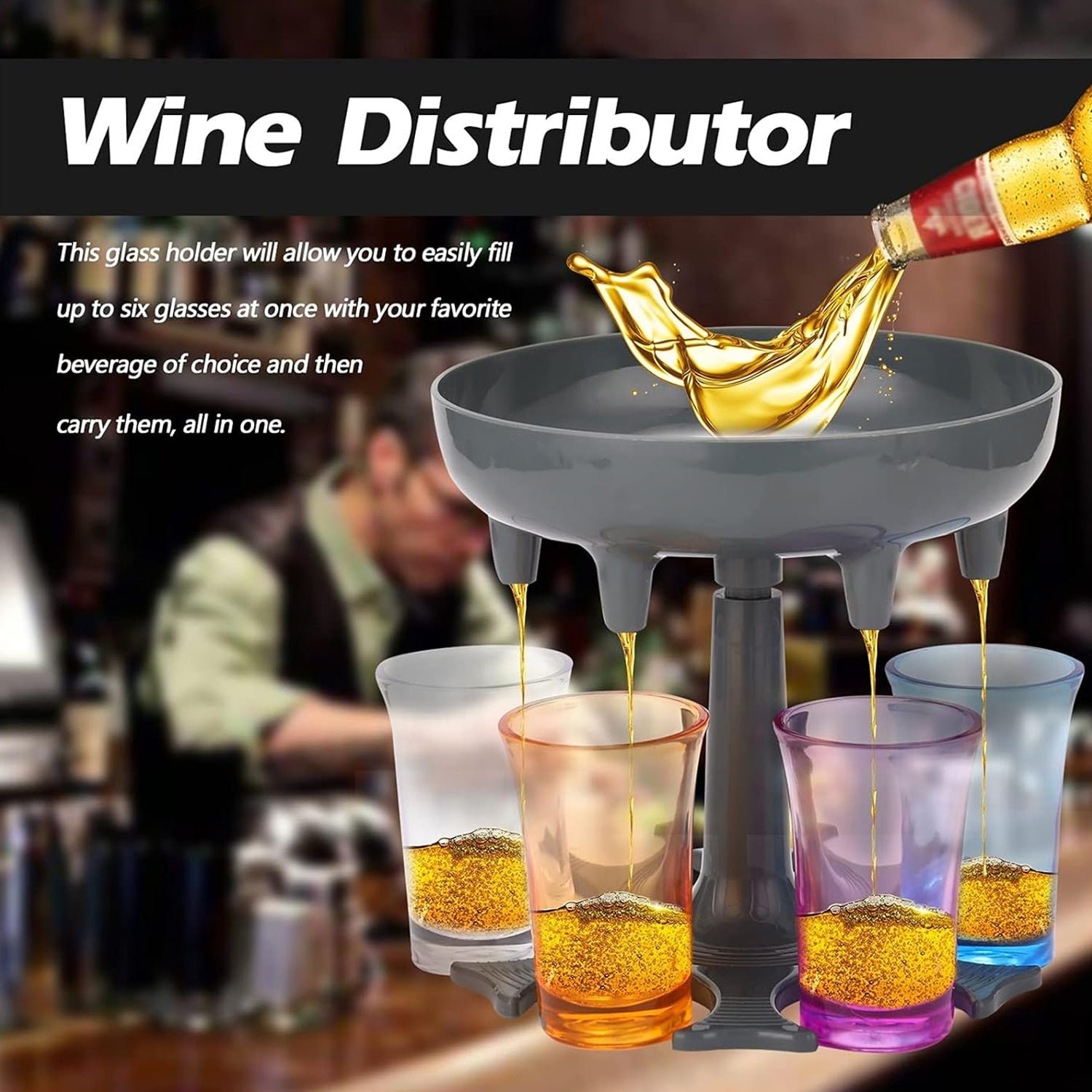 6 shot Win glass dispensers With tray & 6 Pcs Glass - Shivani Jaswal 6 shot Win glass dispensers With tray & 6 Pcs Glass