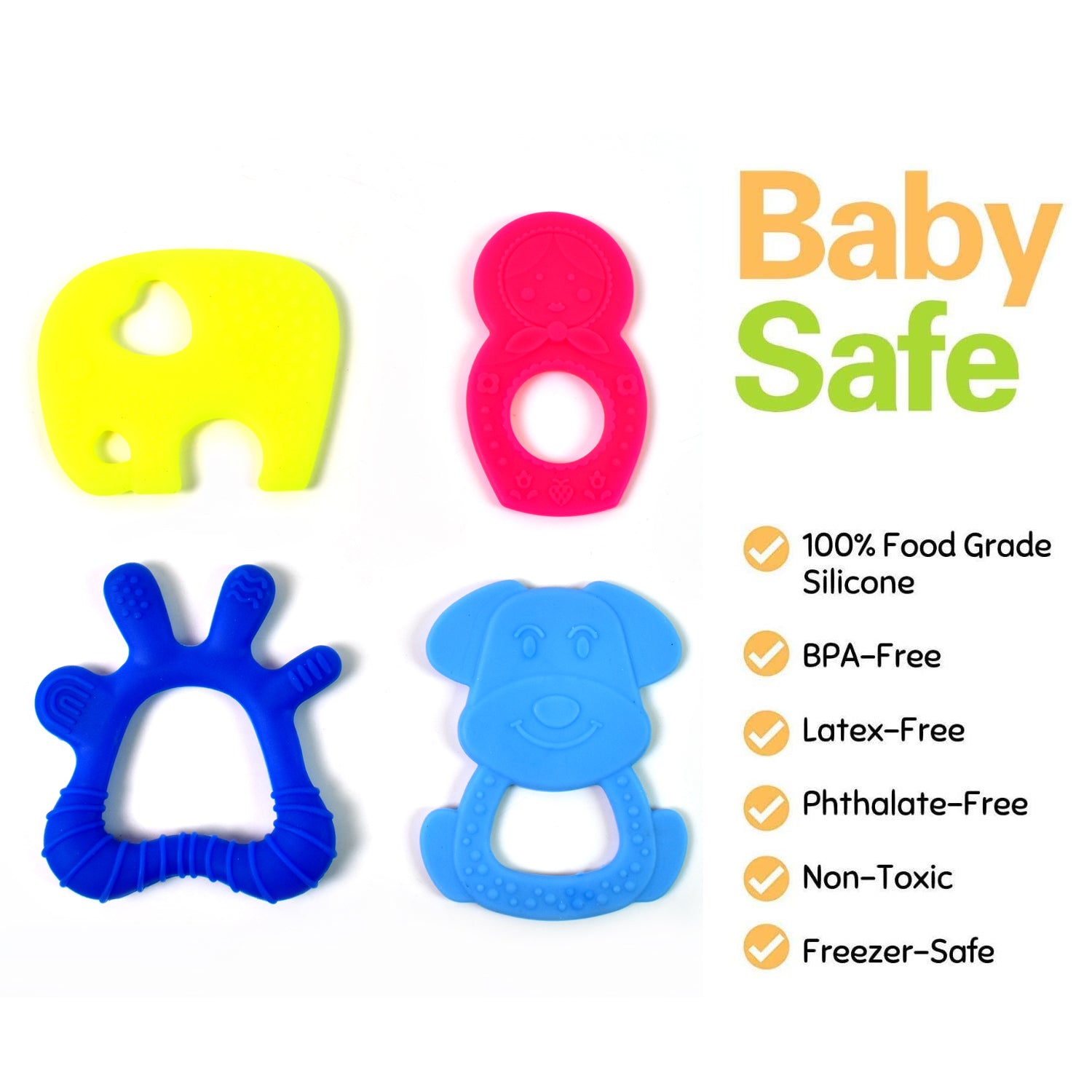 Silicone Baby Teether Pack of 1 (Mix Design & Color) - Shivani Jaswal Silicone Baby Teether Pack of 1 (Mix Design & Color)