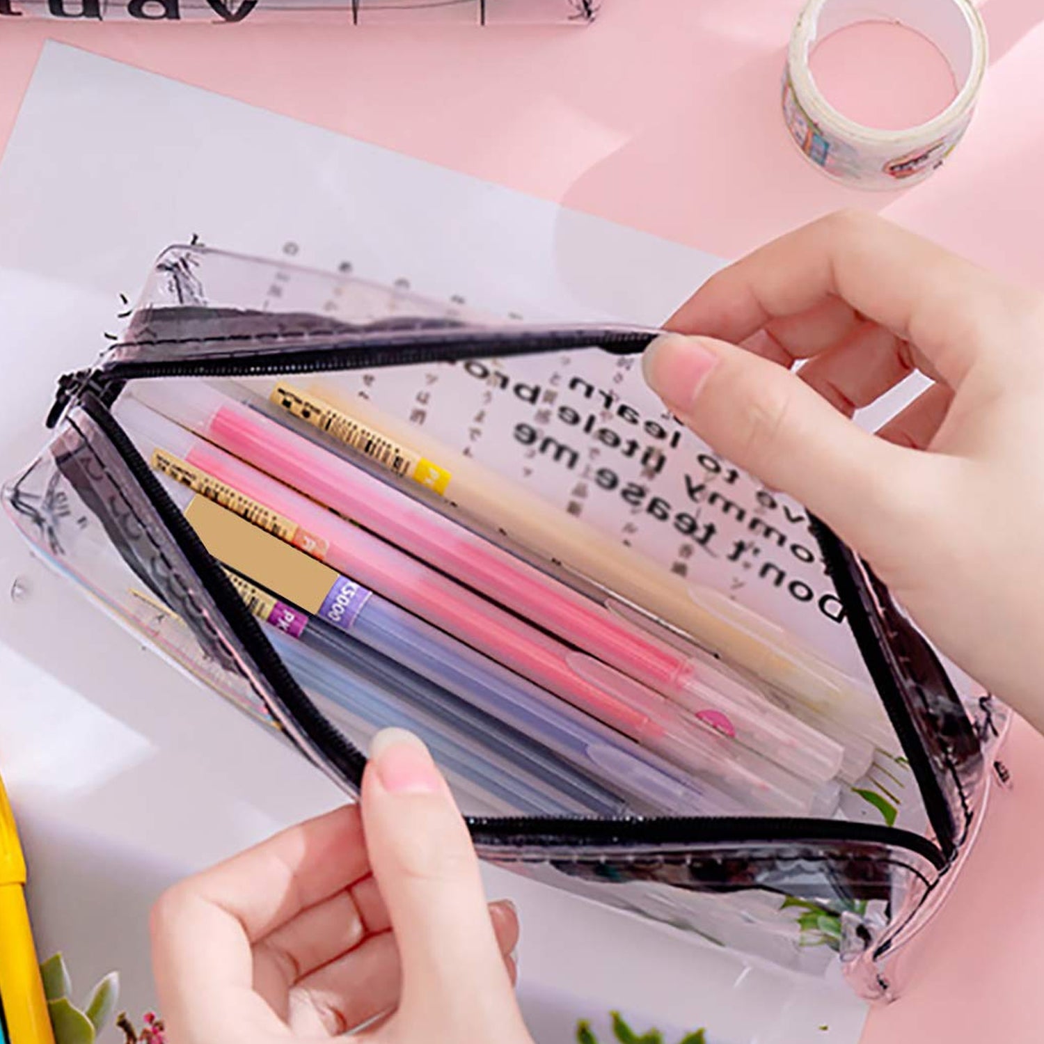 Transparent Pencil Pouch With Zipper (1 Pc) - Shivani Jaswal Transparent Pencil Pouch With Zipper (1 Pc)