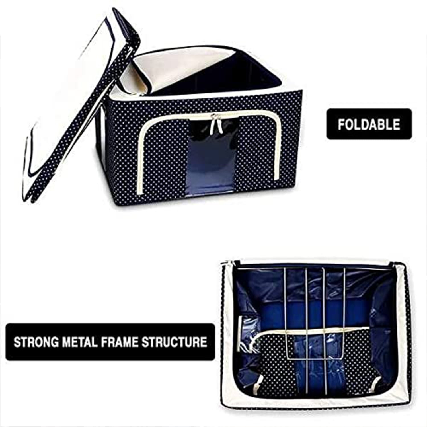 Foldable Steel Frame Clothes Living Storage Organizer Handled Bag - Shivani Jaswal Foldable Steel Frame Clothes Living Storage Organizer Handled Bag