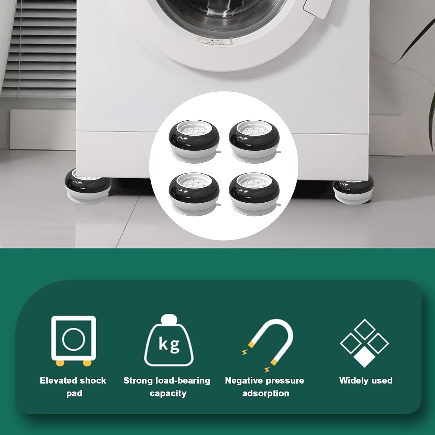 Anti Vibration Pads for Washing Machine, Washing Machine Base Foot Pads Non Slip Heighten Shock and Noise Cancelling Base Pads (4 pcs Set) - Shivani Jaswal Anti Vibration Pads for Washing Machine, Washing Machine Base Foot Pads Non Slip Heighten Shock and Noise Cancelling Base Pads (4 pcs Set)