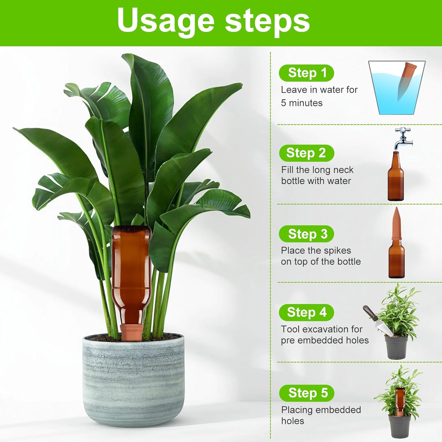 Self Plant Watering Spikes (4 Pcs Set) - Shivani Jaswal Self Plant Watering Spikes (4 Pcs Set)