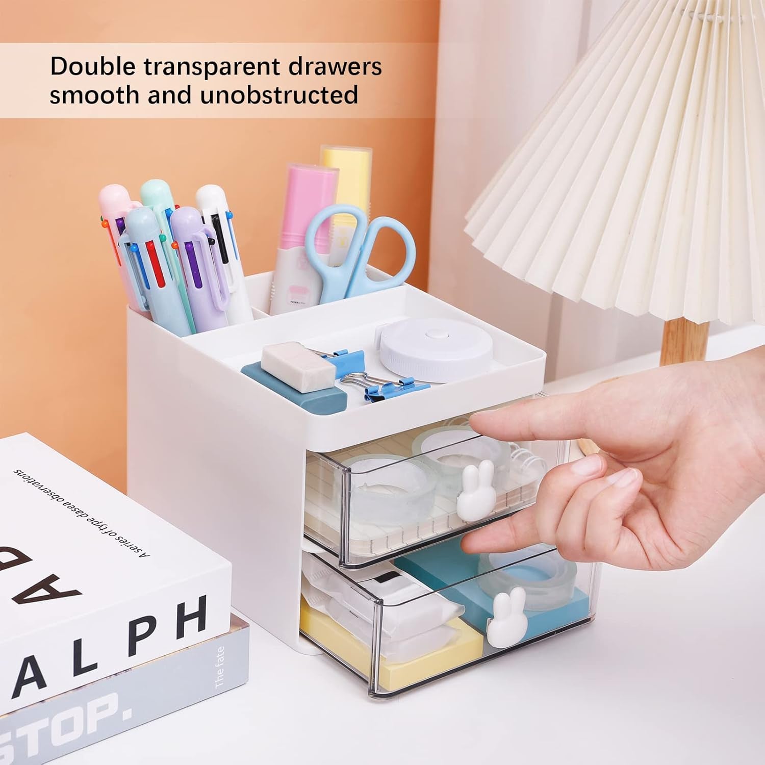 2 Layer 5 Compartment Desk Organizer with Transparent Drawer (1 Pc / 15×13×11 Cm) - Shivani Jaswal 2 Layer 5 Compartment Desk Organizer with Transparent Drawer (1 Pc / 15×13×11 Cm)