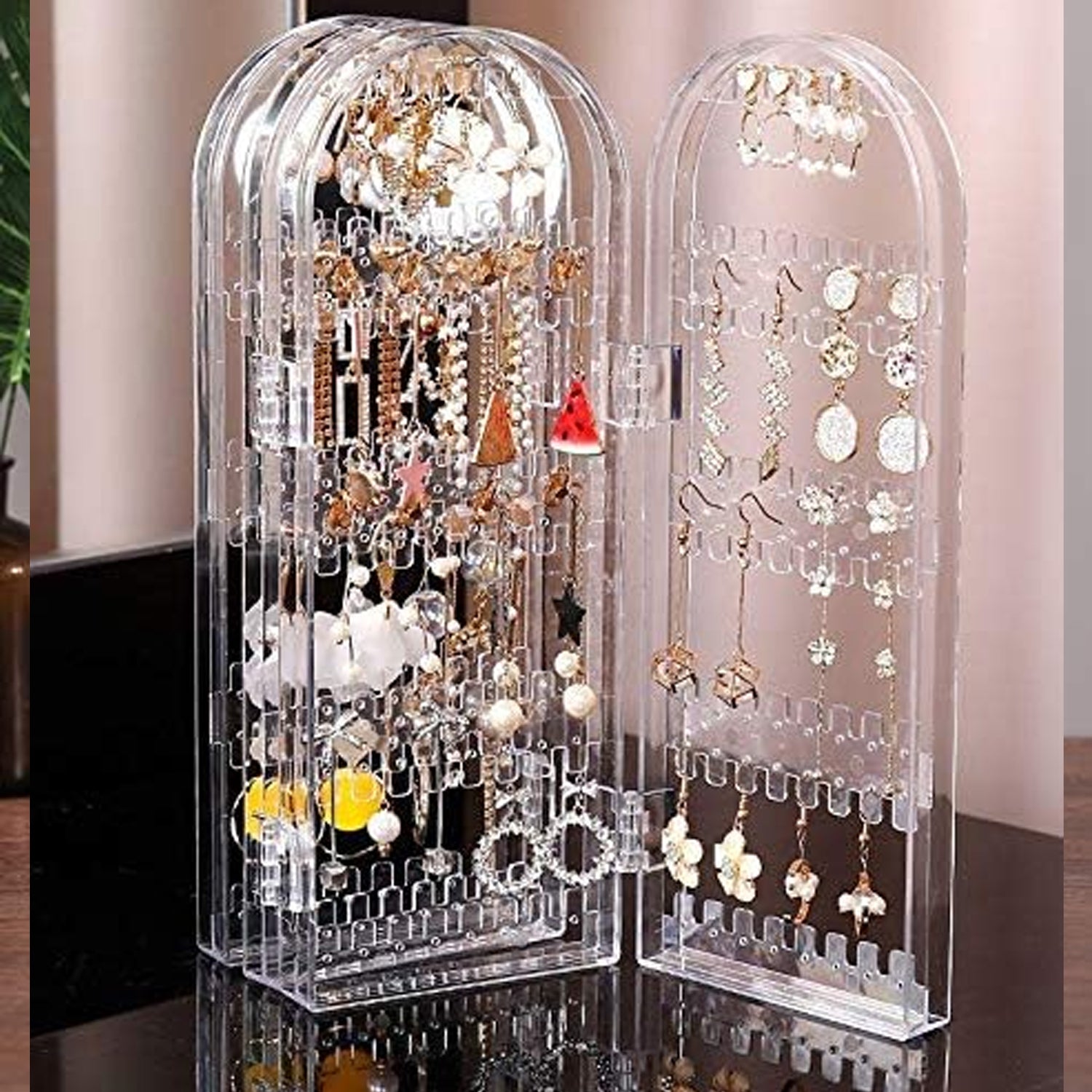 4 Folding Storage Hanger Acrylic Earring Screen Holder Display Stand Clear (1 Set) - Shivani Jaswal 4 Folding Storage Hanger Acrylic Earring Screen Holder Display Stand Clear (1 Set)