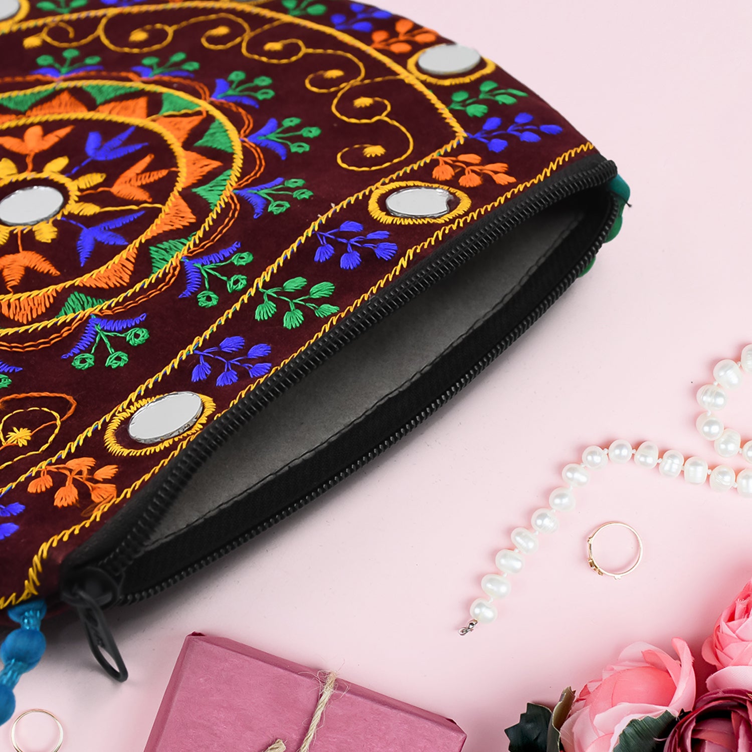 Handcrafted Cotton Embroidered Shoulder Bag / Purse for Girls & women (1 Pc / 9 Inch / Mix Desing) - Shivani Jaswal Handcrafted Cotton Embroidered Shoulder Bag / Purse for Girls & women (1 Pc / 9 Inch / Mix Desing)