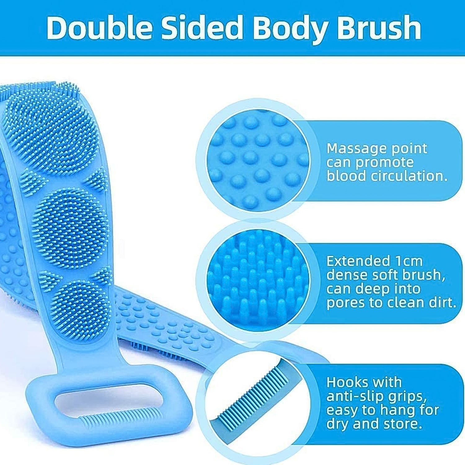 Silicone Body Back Scrubber Double Side Bathing Brush for Skin Deep Cleaning Massage, Dead Skin Removal (77 Gm | Small Size / 1pc) - Shivani Jaswal Silicone Body Back Scrubber Double Side Bathing Brush for Skin Deep Cleaning Massage, Dead Skin Removal (77 Gm | Small Size / 1pc)