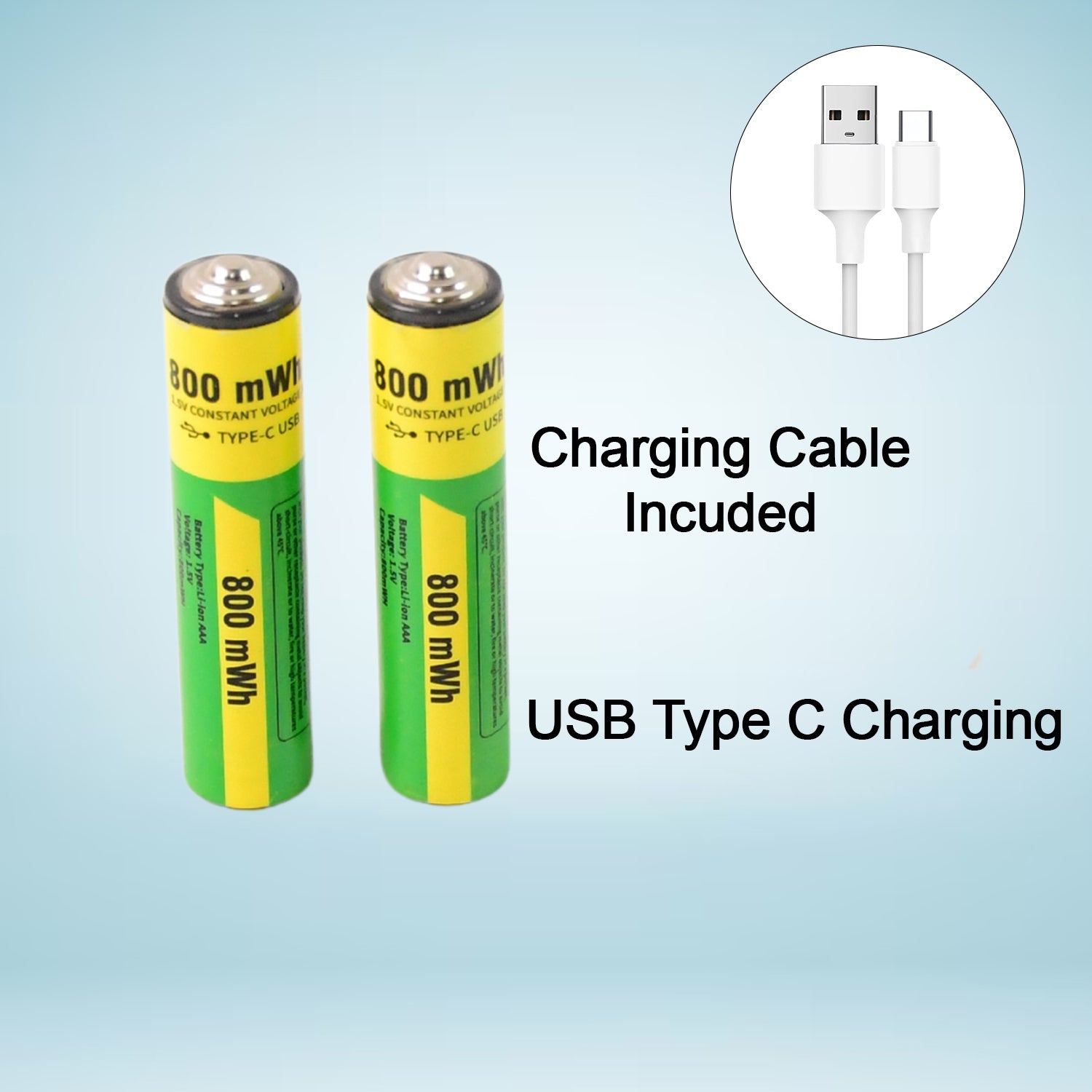 AAA Rechargeable 800 mWh Batteries With Recharging Cable (2 Pc Set) - Shivani Jaswal AAA Rechargeable 800 mWh Batteries With Recharging Cable (2 Pc Set)