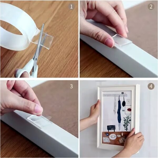 Sticky Double Sided Tape Washable Adhesive Tape Reusable (Thin / 6.5Ã—3 Cm / 1 Pc)