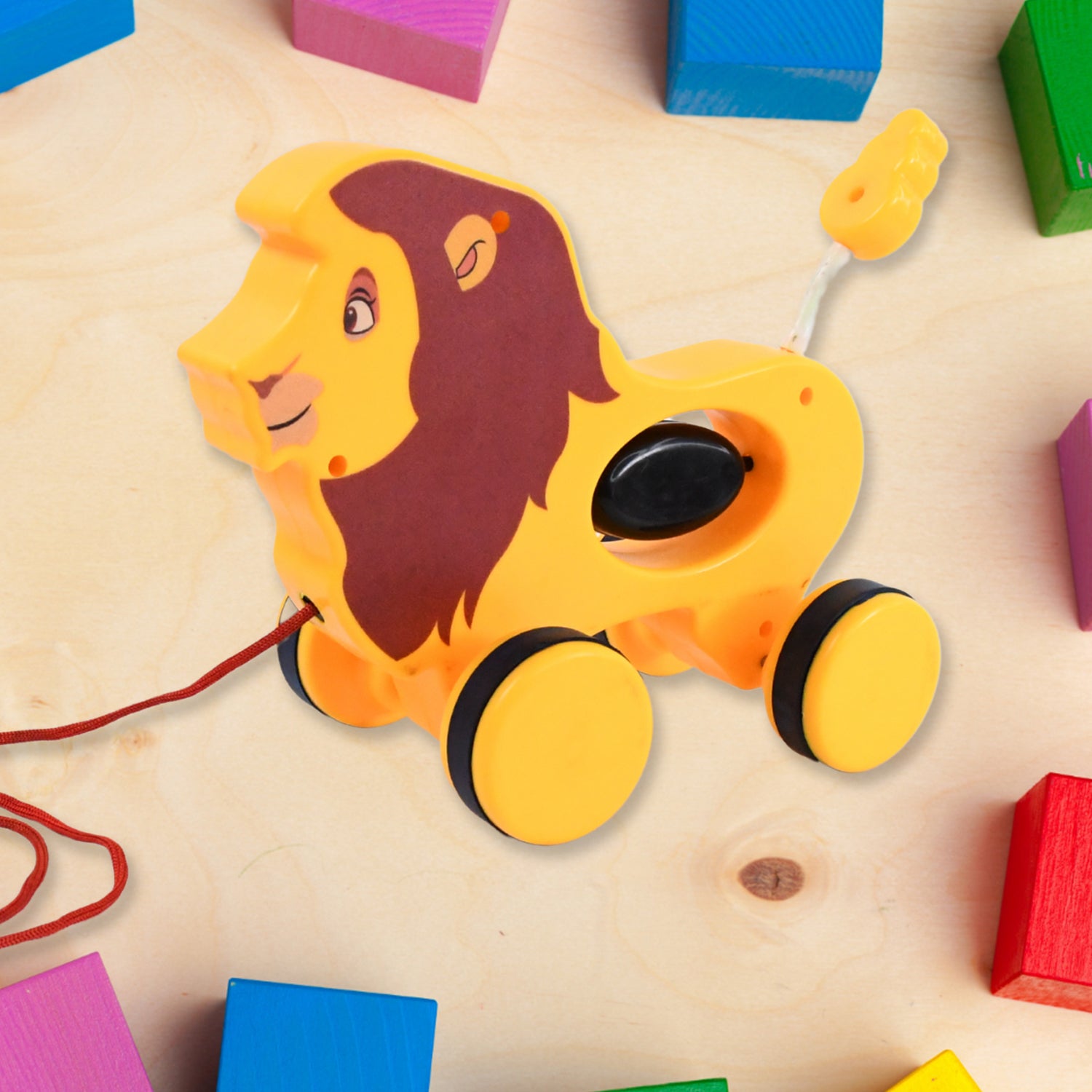 Lion Pull Along Toy, Baby Early Walking Pull Toy (1 Pc) - Shivani Jaswal Lion Pull Along Toy, Baby Early Walking Pull Toy (1 Pc)