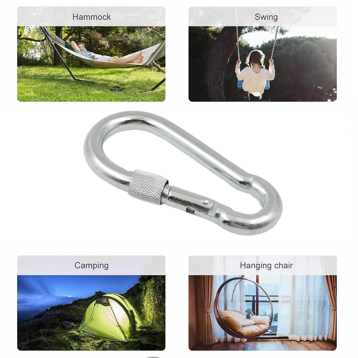 Snap Hook With Screw-Stainless Steel Snap Hook Clip Heavy Duty, Carabiner Clip (10×100 MM / 1 Pc) - Shivani Jaswal Snap Hook With Screw-Stainless Steel Snap Hook Clip Heavy Duty, Carabiner Clip (10×100 MM / 1 Pc)