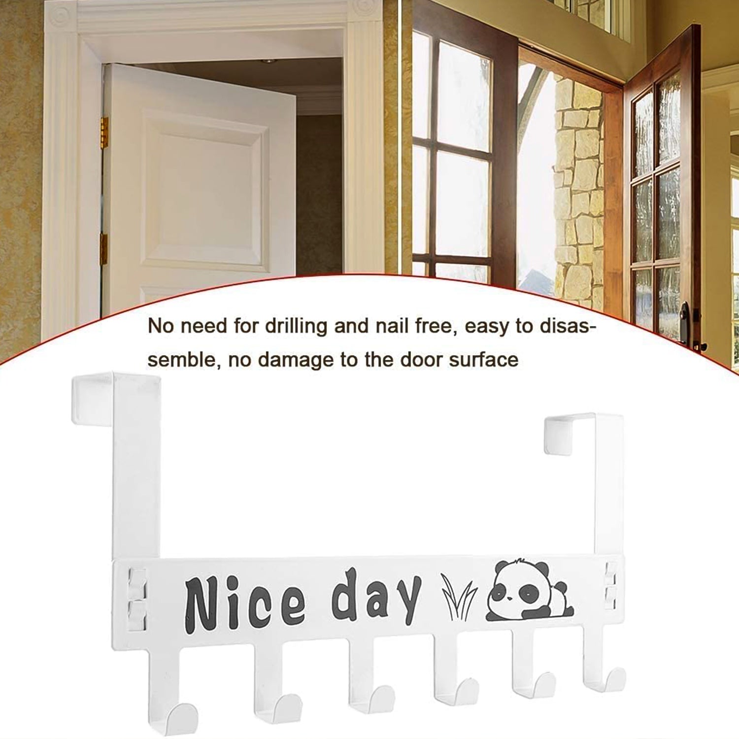 Heavy-Duty Carbon Steel Door Hook Hanger Rack (1 pc / 6 Hook / White) - Shivani Jaswal Heavy-Duty Carbon Steel Door Hook Hanger Rack (1 pc / 6 Hook / White)