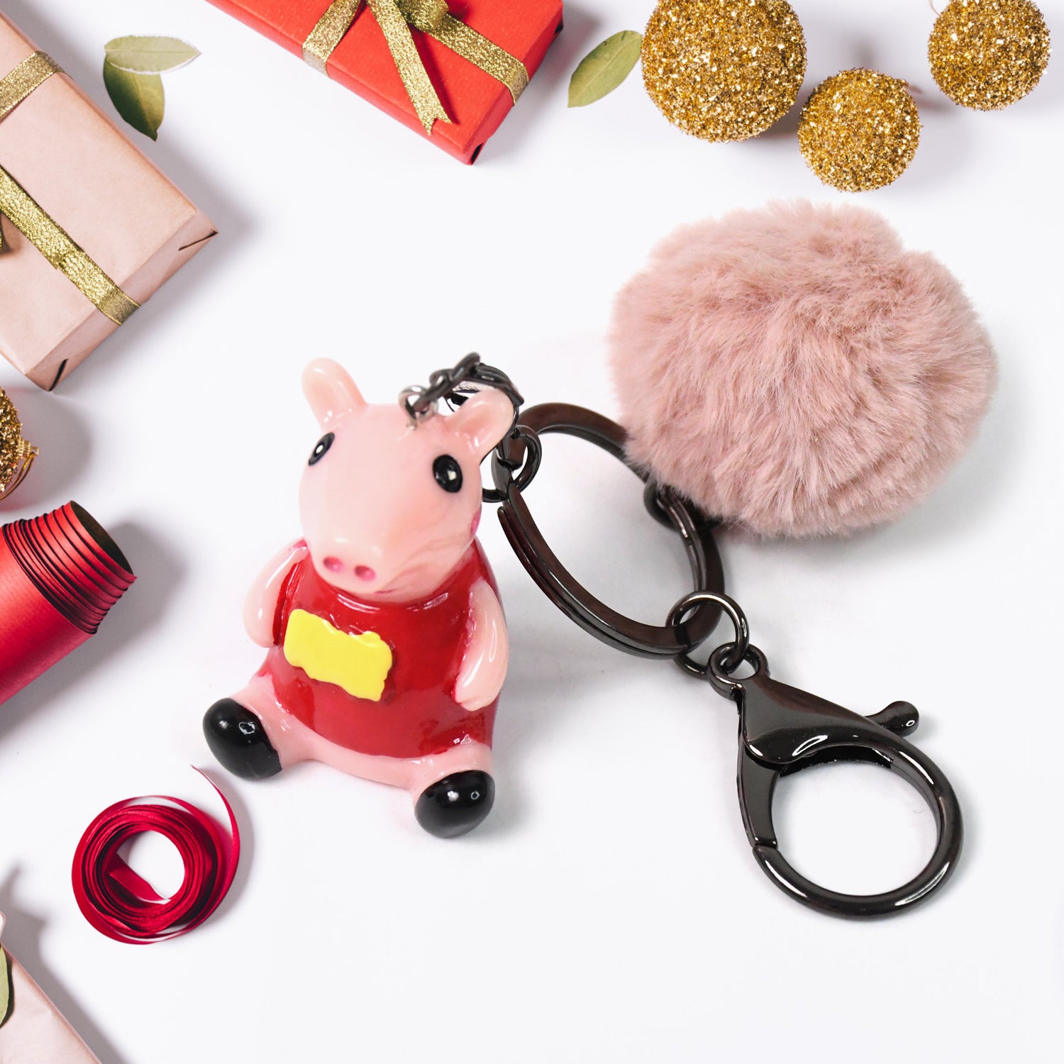 Cute Cartoon Keychain with Fluffy Pom (1 Pc / Mix Design) - Shivani Jaswal Cute Cartoon Keychain with Fluffy Pom (1 Pc / Mix Design)