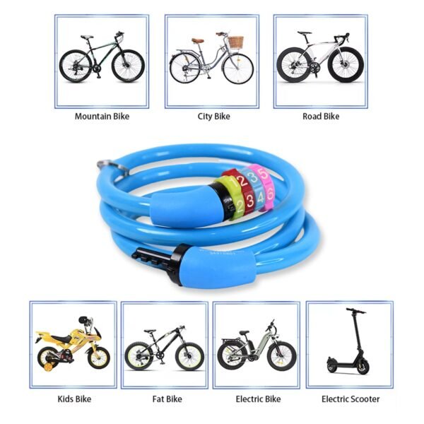 Bike Lock Cable Resettable Cable Lock - Self Coiling 4 Digit Combination Bike Lock