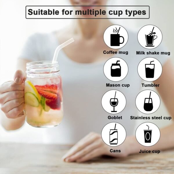 4 Pcs Reusable Glass Straws with 1 Cleaning Brushes