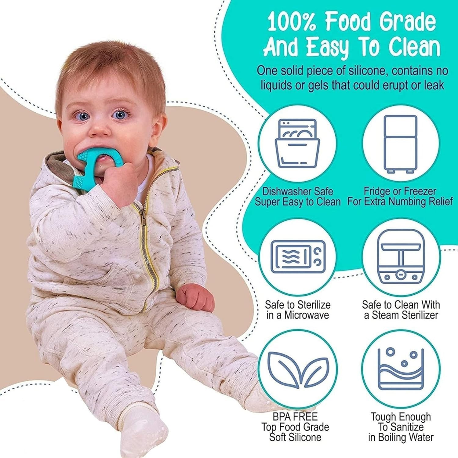 Silicone Baby Teether Pack of 1 (Mix Design & Color) - Shivani Jaswal Silicone Baby Teether Pack of 1 (Mix Design & Color)