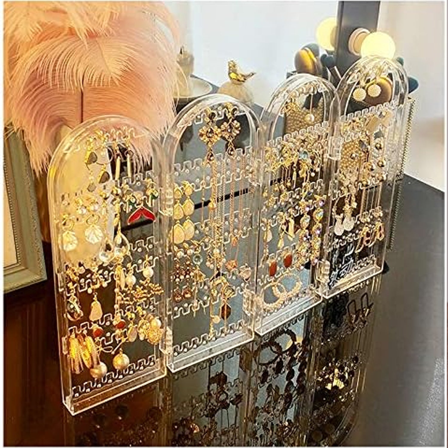 4 Folding Storage Hanger Acrylic Earring Screen Holder Display Stand Clear (1 Set) - Shivani Jaswal 4 Folding Storage Hanger Acrylic Earring Screen Holder Display Stand Clear (1 Set)