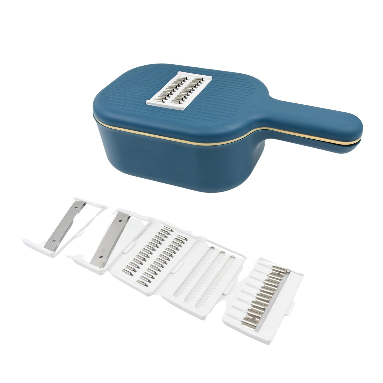 Vegetable Slicer Cutter - 6 Blades Kitchen Accessories, Tools & Appliances with Container & Handle (1 Set) - Shivani Jaswal Vegetable Slicer Cutter - 6 Blades Kitchen Accessories, Tools & Appliances with Container & Handle (1 Set)