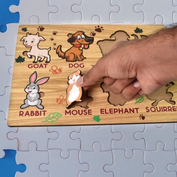Wooden Animal Puzzle Learning Educational Board (1 Set / 28Ã—20 Cm)