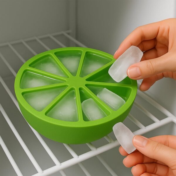 Lemon Shape Flexible Silicone Ice Cube Tray â€“ 8-Slot Round Ice Mold (1 Pc)