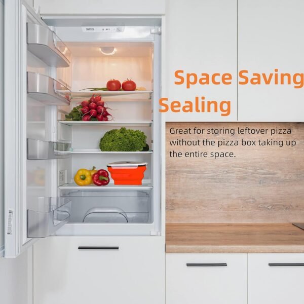 Reusable Expandable Pizza Storage Container with 5 Microwavable Trays â€“ Adjustable for Home & Outdoor Use