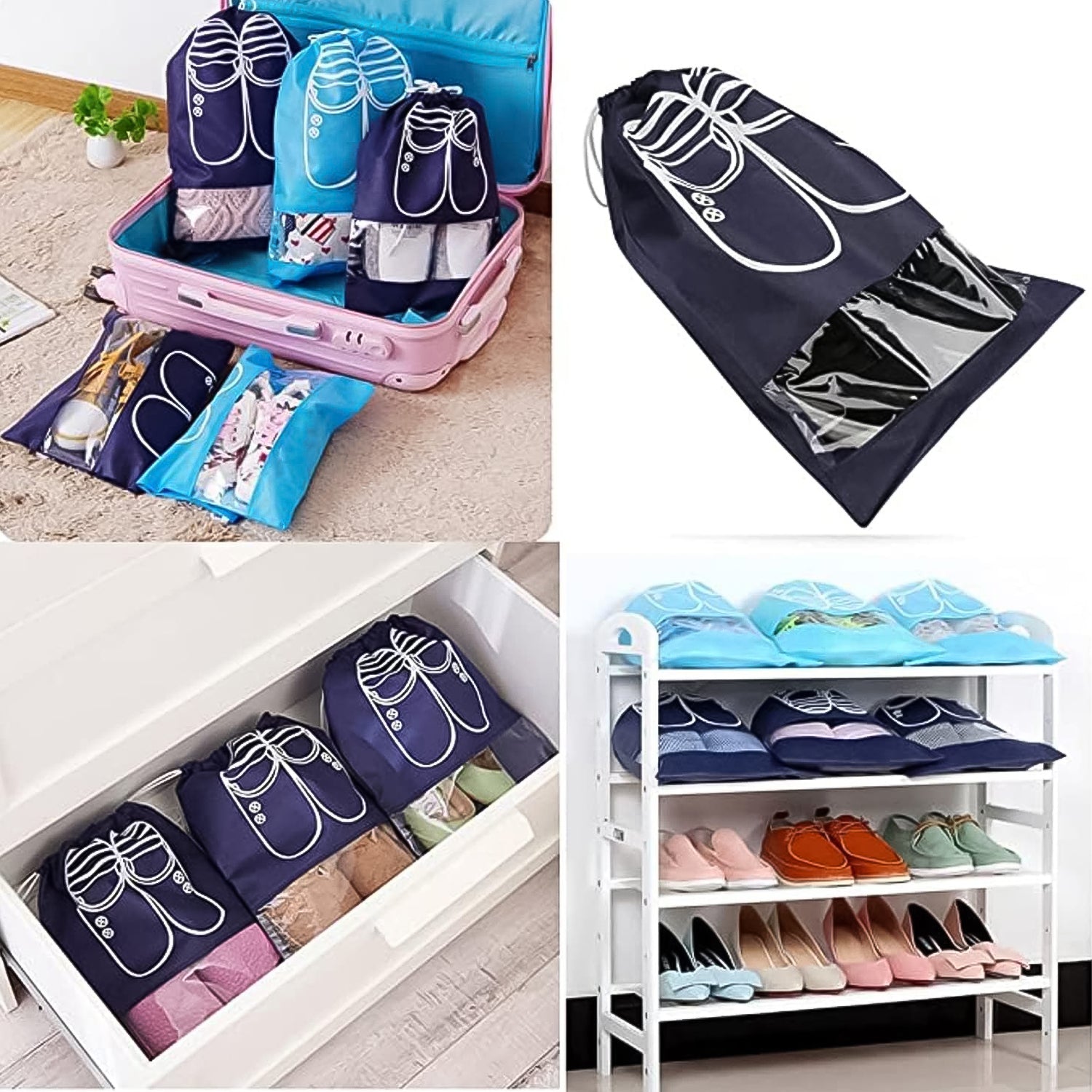 Shoes Storage Bag Closet Organizer Non-Woven Travel Portable Bag (1 Pc / ) - Shivani Jaswal Shoes Storage Bag Closet Organizer Non-Woven Travel Portable Bag (1 Pc / )