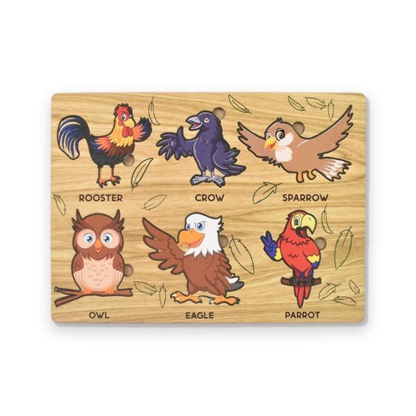 Wooden Bird Puzzle Learning Educational Board (1 Set / 28Ã—20 Cm)