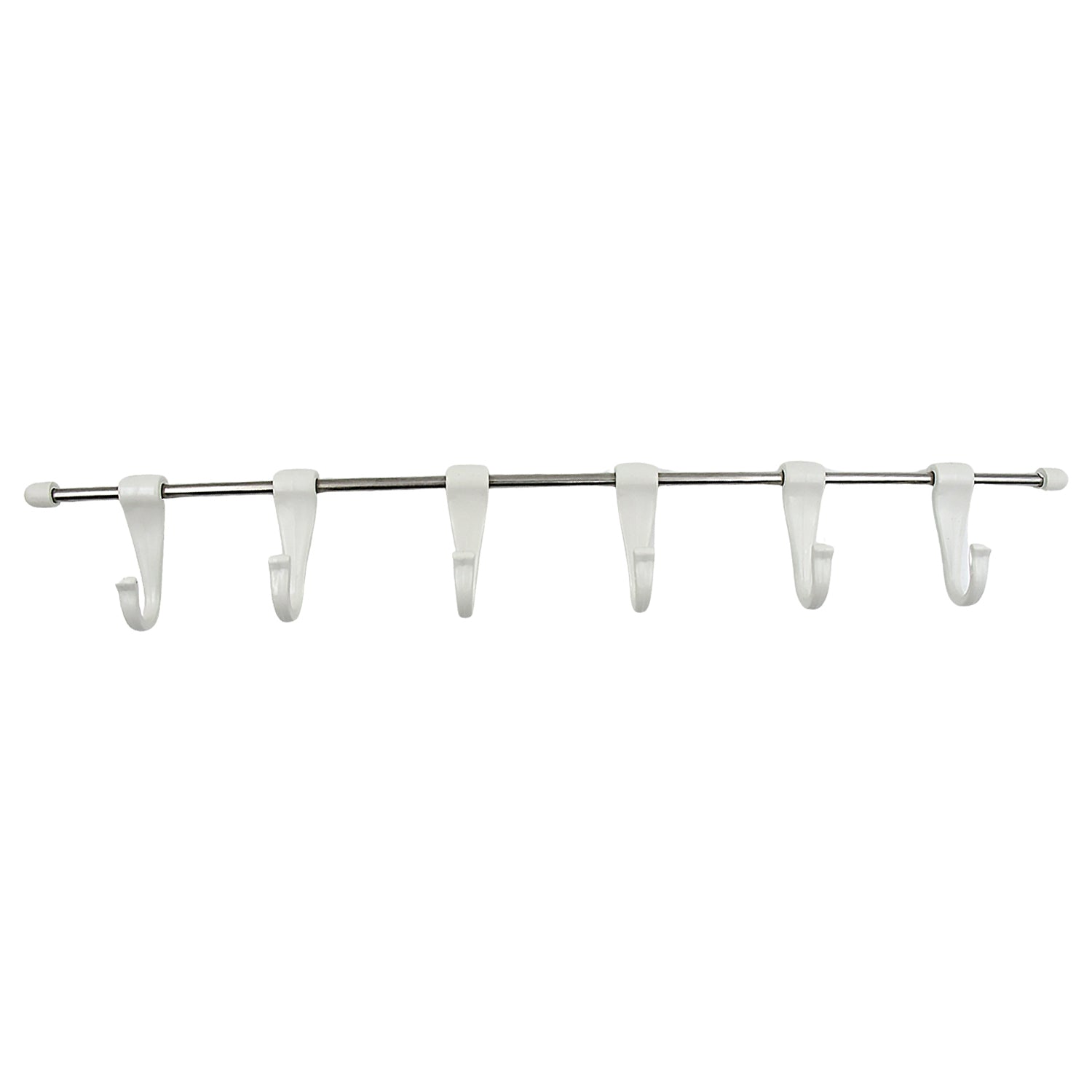 Stainless Steel Utensil Hanger Rail Nail Free Wall Mount with 2 Magic Stickers & 6 Plastic Hooks For Kitchen - Shivani Jaswal Stainless Steel Utensil Hanger Rail Nail Free Wall Mount with 2 Magic Stickers & 6 Plastic Hooks For Kitchen
