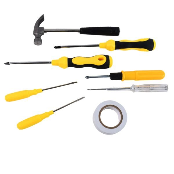 8 In 1 Hand Tool Kit, Steel And Plastic Hammer, Screwdriver & Tape